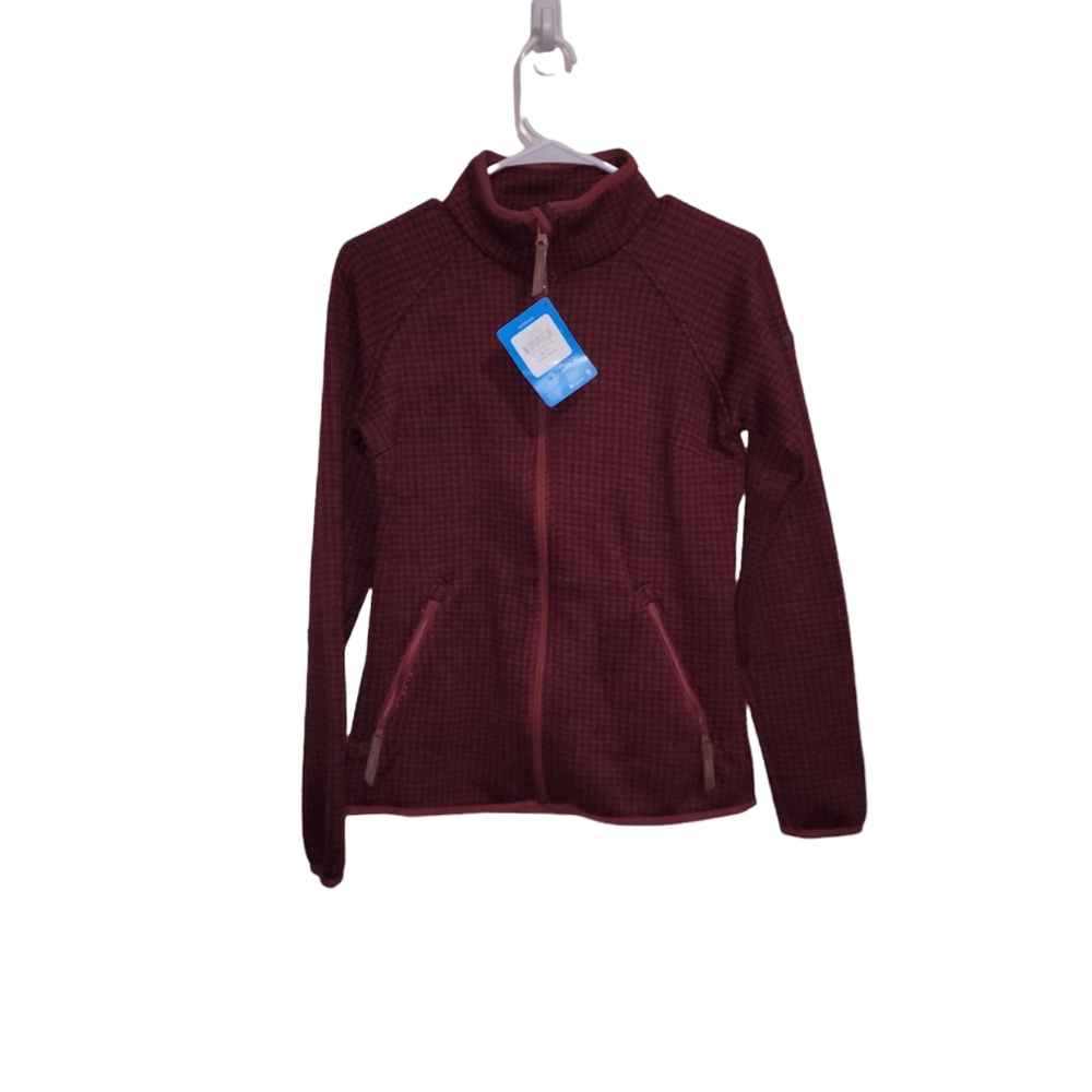 Columbia Jacket Red Size Small Full Zip Checkered Pockets Long Sleeves